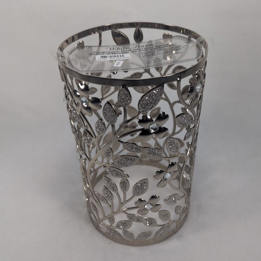 White Barn NEW Fragrance Melt Warmer Wrap Cover Floral Vines Glitter Gold Flower